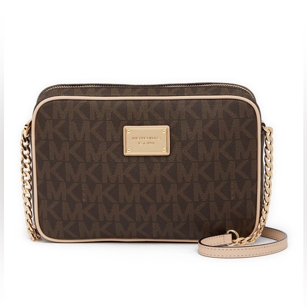 Michael Kors Jet Set Travel Logo Brown Crossbody Purse